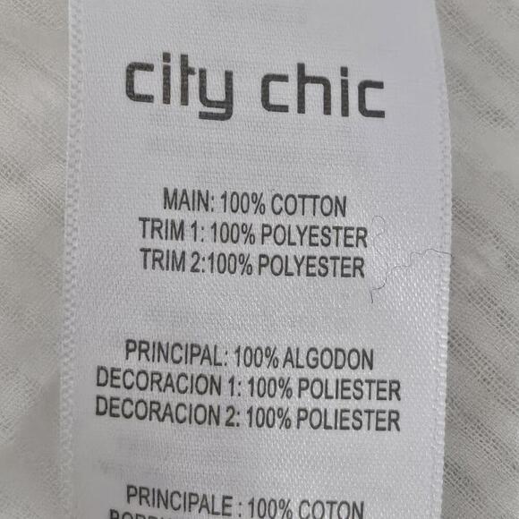 2/$50 City Chic Plus Size Summer Delight Ivory Puff Sleeve Peplum Blouse Size 14 - Picture 6 of 8